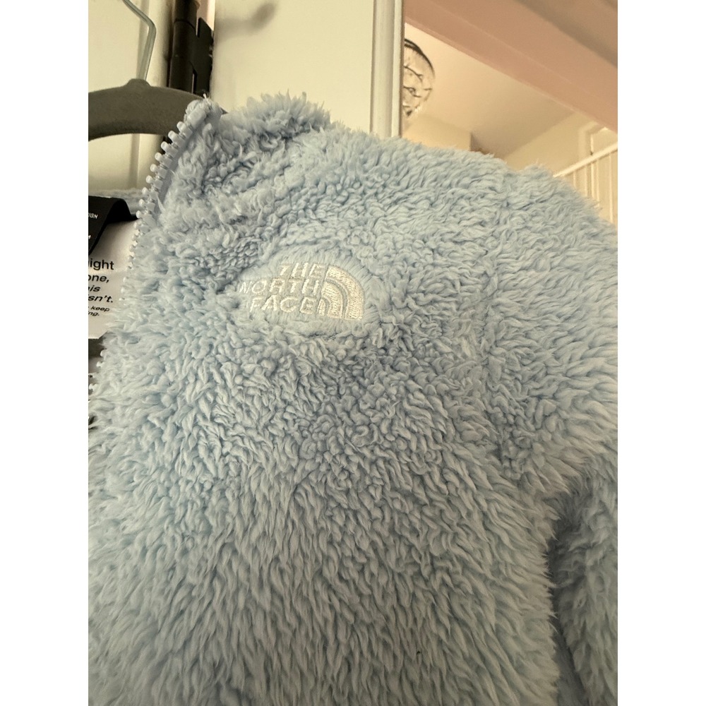 The North Face Baby Campshire One Piece Hooded Footie Blue Fleece 6-12M - Picture 3 of 6